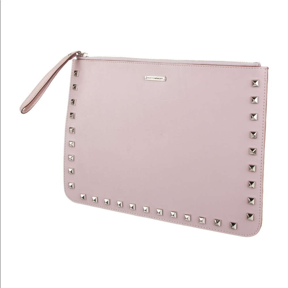 REBECCA MINKOFF LEATHER STUDDED CLUTCH